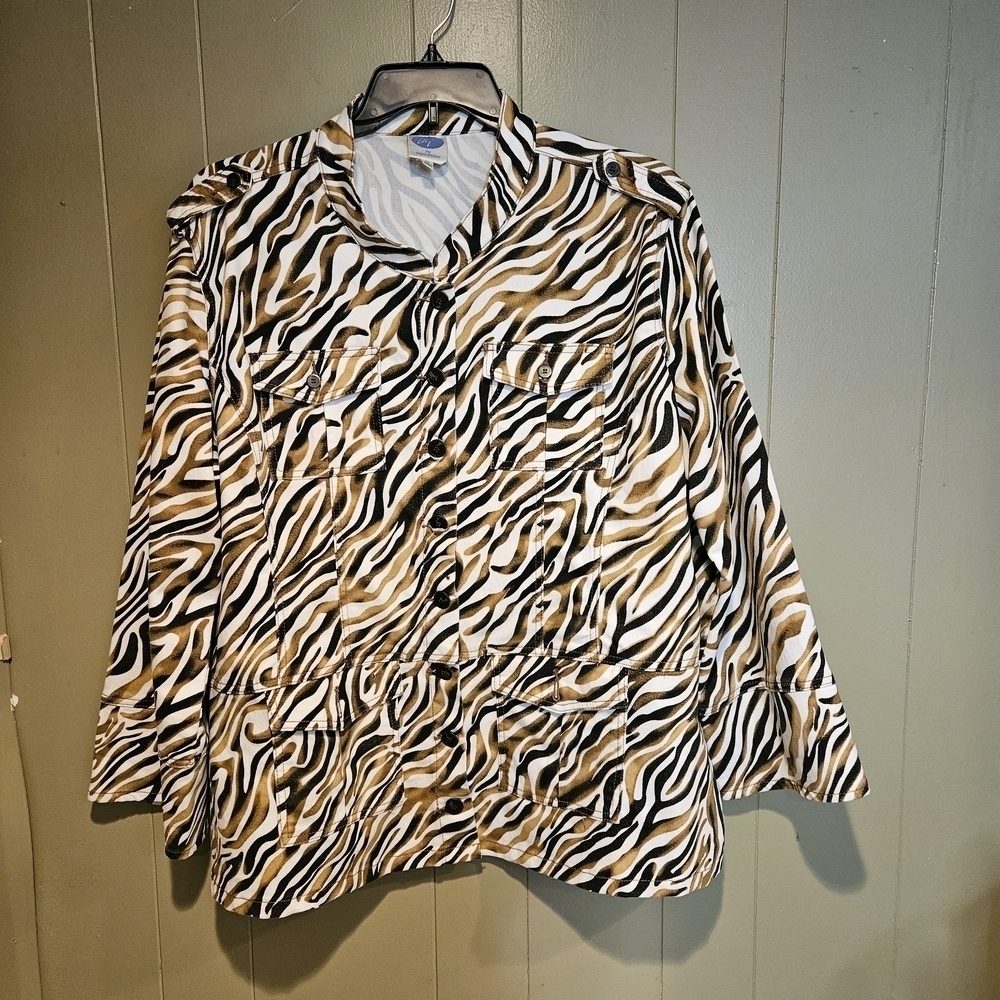 DG2 by Diane Gilman Zebra Print Jacket, Women’s Size 1X